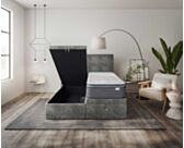 Lit Coffre Cassia Velours Gris - 140x200 cm