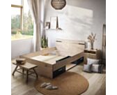 Lit Michigan Chêne/Noir - 140x190 cm