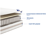 Matelas Ressorts ensachés Aerovisco à mémoire de forme 90x190 cm 
