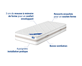 Matelas Ressorts ensachés Aerovisco à mémoire de forme 90x190 cm 
