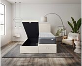 Lit Coffre Cassia Bouclé Blanc - 140x190 cm