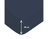 Drap-housse Satin Marine Bonnet 35 - 180x200 cm