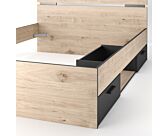 Lit Michigan Chêne/Noir - 140x190 cm