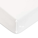 Drap-housse Satin Blanc Bonnet 35 - 160x200 cm