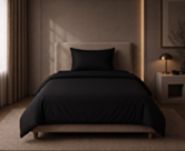 Housse de couette satin noir intense 