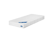 Matelas Sensospring 90x190 cm Oli – vue d'ensemble sur fond blanc, coutil matelassé blanc et soutien ferme à ressorts ensachés