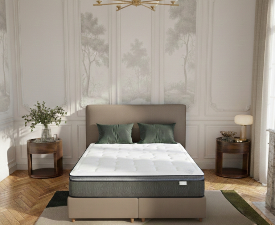 Ensemble Memphis / Cosmos déco taupe (x2 90x200) - 180x200 cm 