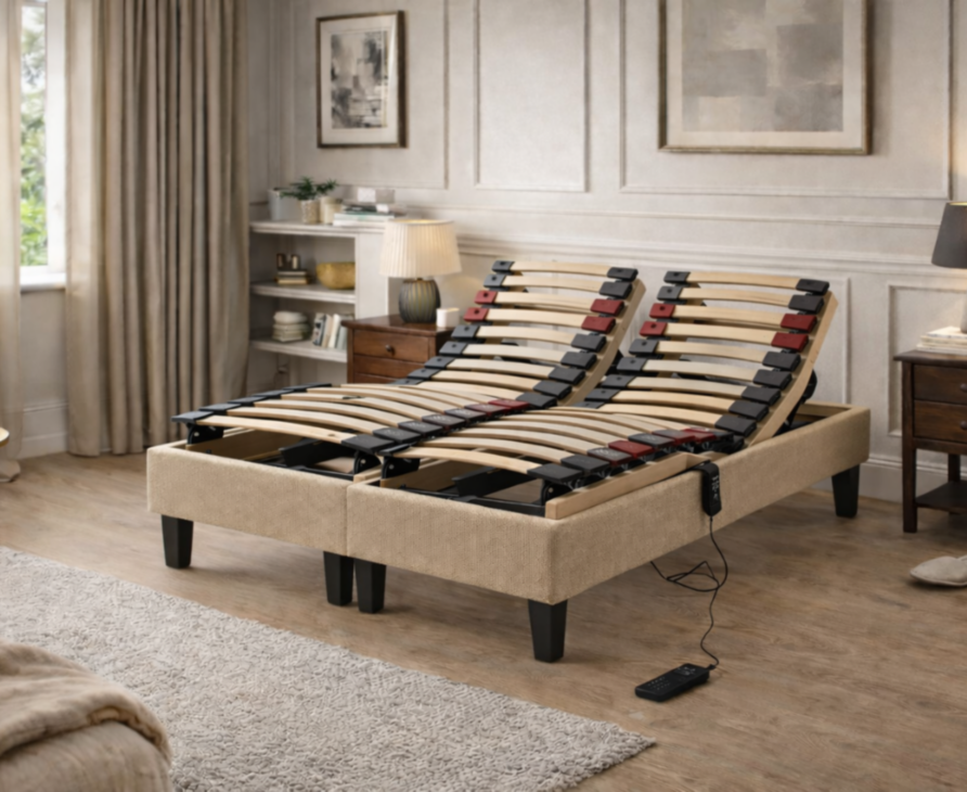 Sommier électrique Essentiel Plus beige – 140x190 cm (2 couchages 70x190 cm) 