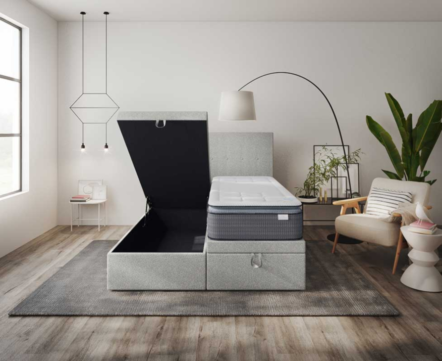 Lit Coffre Cassia Ashgrey - 140x190 cm