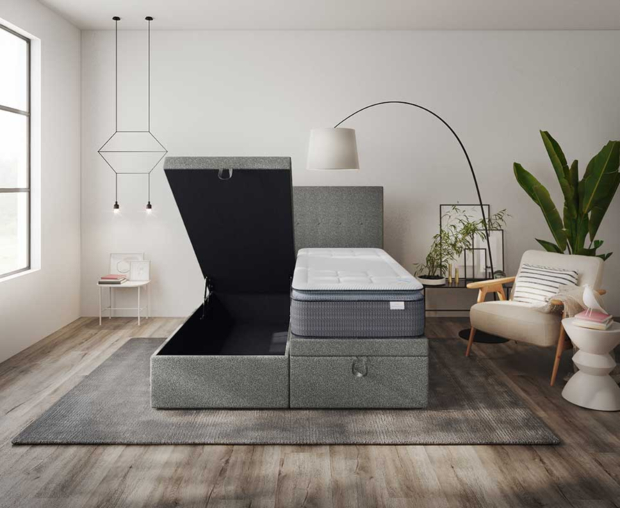 Lit Coffre Cassia Gris - 140x190 cm