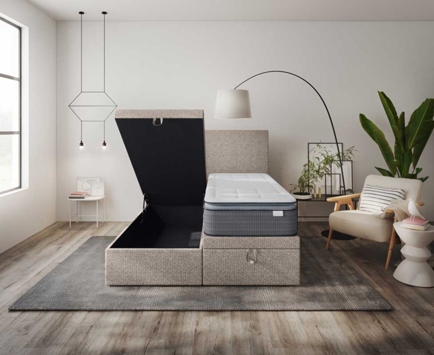 Lit Coffre Cassia Taupe - 180x200 cm