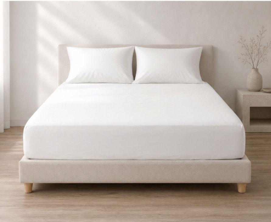 Drap-housse percale Blanc Bonnet 35 - 140X190 cm