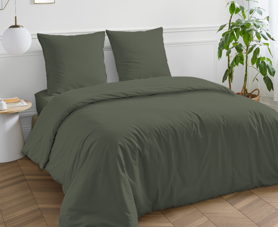 Housse de couette Coton Kaki - 200x200 cm