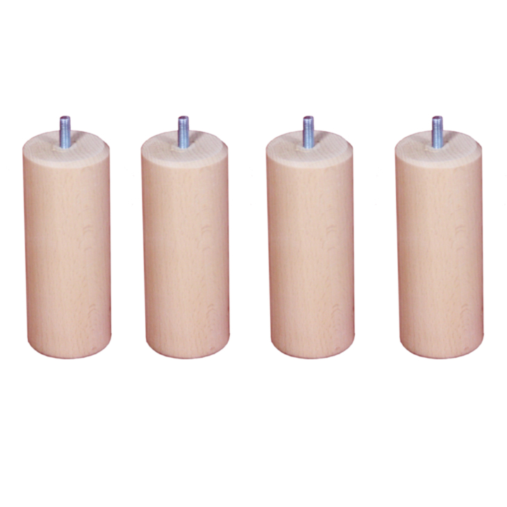Lot de 4 pieds cylindriques Vernis Clair - H20 cm