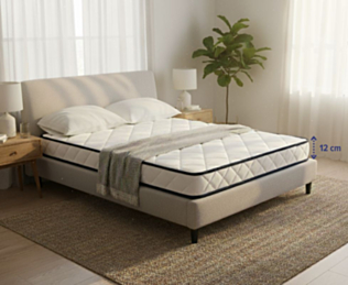 Matelas Essential Oli 90x200 cm épaisseur 12 cm – confort ferme mousse haute résilience sur lit double