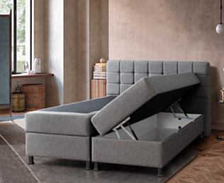 Lit Coffre Omega Gris - 180x200 cm