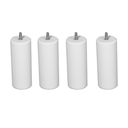 Lot de 4 pieds cylindriques Blanc Laqué - H25 cm