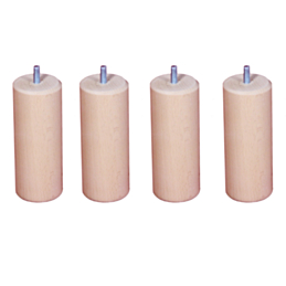 Lot de 4 pieds cylindriques Vernis Clair - H25 cm