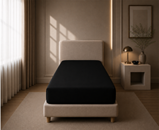 Ambiance Drap-housse Satin Noir intense - Bonnet 35 - 80X200 cm