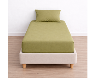 Drap-housse 100% Coton Olive - Bonnet 25 - 90x200 cm