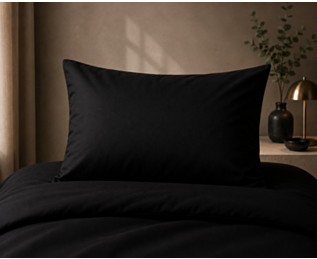 Taie d'oreiller - Satin 120 fils - Noir intense - 50x70 cm