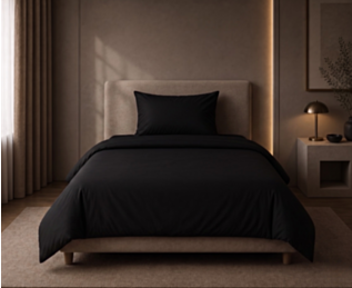 Housse de couette satin noir intense 