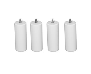 Lot de 4 pieds cylindriques Blanc Laqué - H25 cm