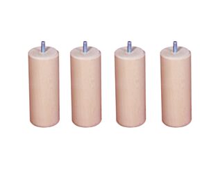 Lot de 4 pieds cylindriques Vernis Clair - H20 cm