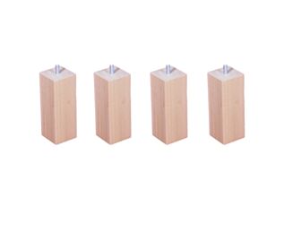 Lot de 4 pieds carrés Vernis Clair - H15 cm