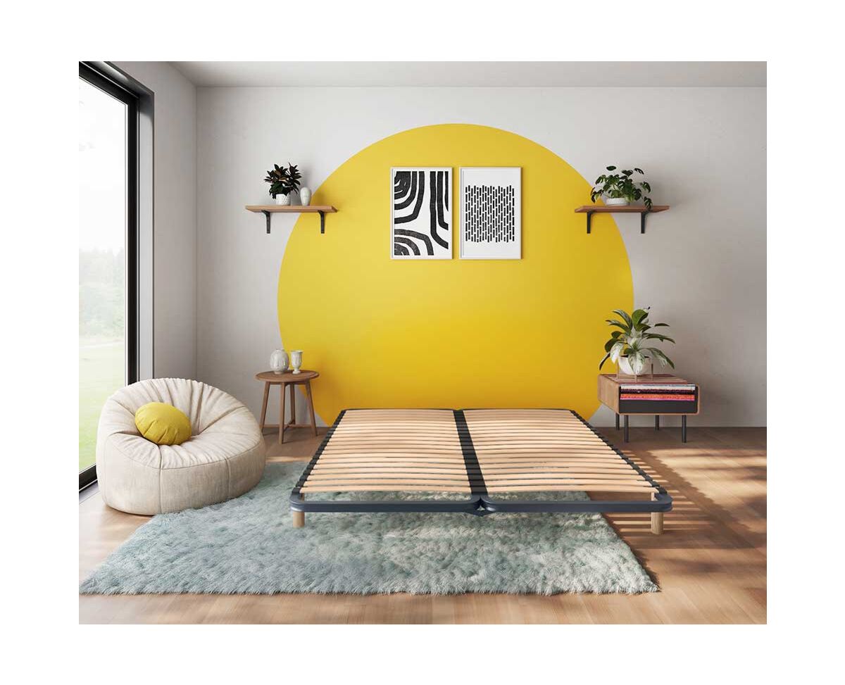 Sommier à Lattes En Bois De Bouleau 160x200cm - 56 Lattes Courbées - Réglable Et Pliable - Qualité Pro