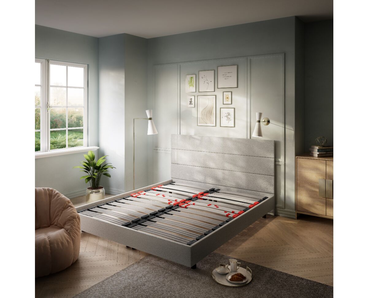 Canapé De Madera Beatriz | Tapa 3D Acolchado | Estructura Metálica 40x30 Mm | Patas Macizas De Haya Gran Capacidad